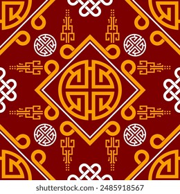 Seamless pattern with Asian elements on color background for happy Chinese new year of the Snake 2025, flyers, poster and banner, (translate : Chinese happy new year, 2025)