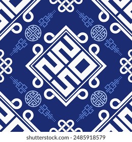 Seamless pattern with Asian elements on color background for happy Chinese new year of the Snake 2025, flyers, poster and banner, (translate : Chinese happy new year, 2025)