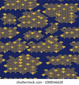 Seamless pattern with Asian elements.Traditional Asian wave pattern background. Chinese background.Vector Illustration.