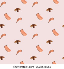 seamless pattern with asian food ingredients