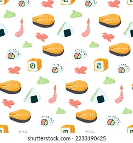 seamless pattern with Asian food. vector illustration