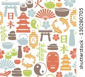 seamless pattern with asian icons
