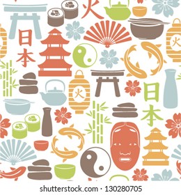 seamless pattern with asian icons