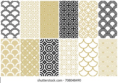 seamless pattern in Asian and Moroccan style, wave and fish scale - Shutterstock ID 708048490