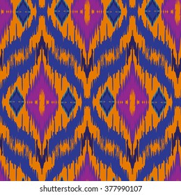 seamless pattern Asian style Ikat Ogee, in folk colors 