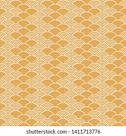 Seamless pattern in asian style. Yellow chinese background.