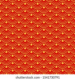 Seamless pattern with Asian traditional graphic background. gold and red color vector illustration.