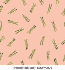 Diseño transparente con ilustración vectorial dibujada a mano de espárragos. Objeto vegetal colorido. Hermosos elementos de diseño vegetal para la cocina, menú. Ilustración divertida sobre fondo de color