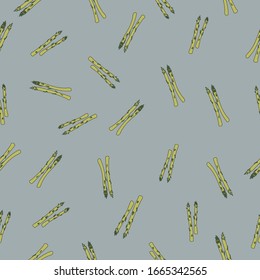 Diseño transparente con ilustración vectorial dibujada a mano de espárragos. Objeto vegetal colorido. Hermosos elementos de diseño vegetal para la cocina, menú. Ilustración divertida sobre fondo de color