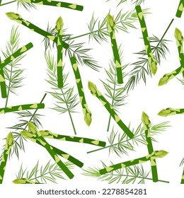 A seamless pattern of Asparagus with tree isolated on white background, concept wrapping paper, vector illustration.