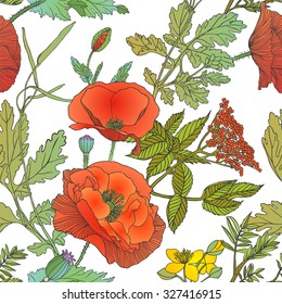 Seamless pattern - assorted motley grass