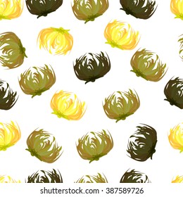 Seamless pattern aster yellow-green color.