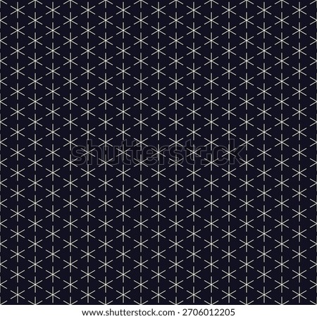 Seamless pattern of asterisk symbols. Crossed lines with additional white vertical lines on a blue background. Textile, repeating, endless, square, design. Vector