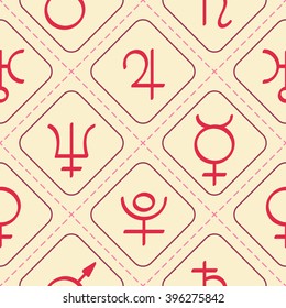 Seamless pattern with astrology symbols planets for your design
