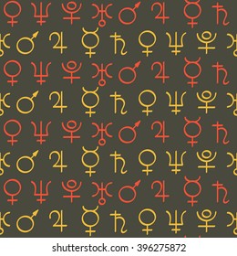 Seamless pattern with astrology symbols planets for your design