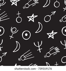 Seamless pattern with astrology symbols. Vector illustration.