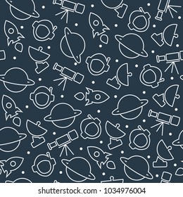 Seamless pattern astronomy line style vector design