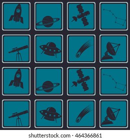 Seamless pattern with astronomy and space icons for your design