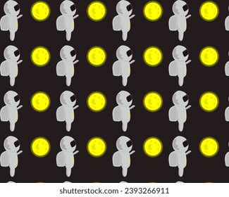 Seamless pattern astronout and moon vector illustration abstract backround