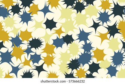 Seamless pattern. Asymmetric star. Chaos of colors. Fashion camouflage.