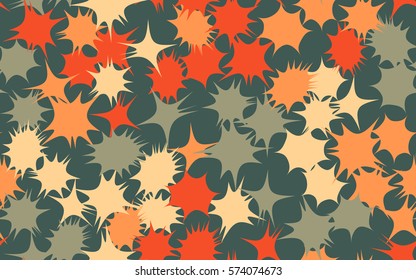 Seamless pattern. Asymmetric star. Chaos of colors. Fashion camouflage.