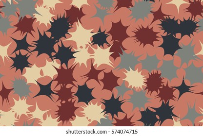Seamless pattern. Asymmetric star. Chaos of colors. Fashion camouflage.