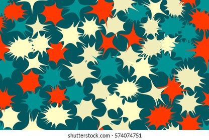 Seamless pattern. Asymmetric star. Chaos of colors. Fashion camouflage.