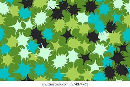 Seamless pattern. Asymmetric star. Chaos of colors. Fashion camouflage.