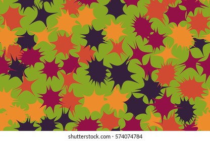 Seamless pattern. Asymmetric star. Chaos of colors. Fashion camouflage.