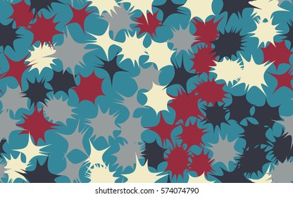 Seamless pattern. Asymmetric star. Chaos of colors. Fashion camouflage.