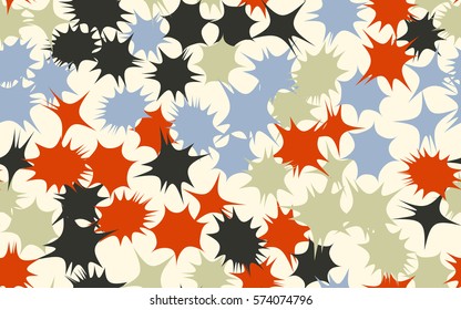 Seamless pattern. Asymmetric star. Chaos of colors. Fashion camouflage.