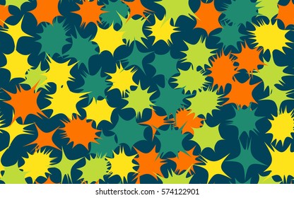 Seamless pattern. Asymmetric star. Chaos of colors. Fashion camouflage.