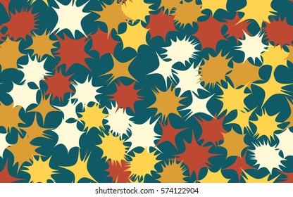 Seamless pattern. Asymmetric star. Chaos of colors. Fashion camouflage.