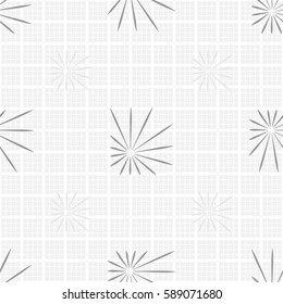 Seamless pattern. Asymmetric star. Checkered background. Grey tones.