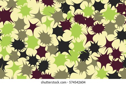 Seamless pattern. Asymmetric stars. Chaos of colors. Fashion camouflage.