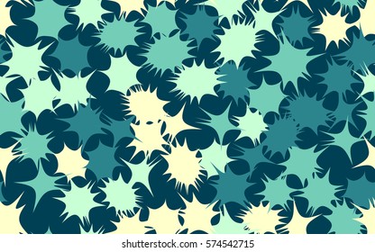 Seamless pattern. Asymmetric stars. Chaos of colors. Fashion camouflage.