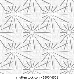 Seamless pattern. Asymmetric stars. Checkered background. Grey tones.