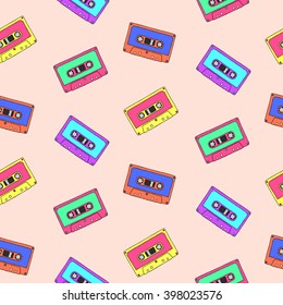 Seamless pattern with audio tapes