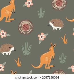 diseño transparente con animales y plantas australianas y flores para niños