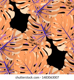 Seamless Pattern with Australian Jungle. Modern Colorful Texture with Tropical Leaves for Print, Swimwear, Underwear. Vector Tropical Pattern.