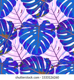 Seamless Pattern with Australian Jungle. Retro Colorful Texture with Tropical Leaves for Fabric, Textile, Linen. Vector Tropical Pattern.