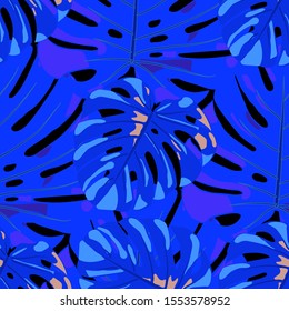 Seamless Pattern with Australian Jungle. Retro Colorful Texture with Tropical Leaves for Dress, Swimwear, Cloth. Vector Tropical Pattern.