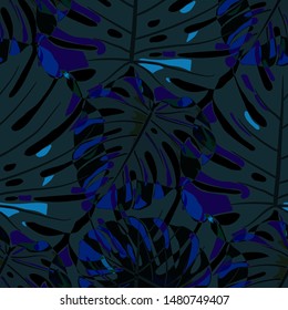 Seamless Pattern with Australian Jungle. Trendy Colorful Texture with Tropical Leaves for Fabric, Wallpaper, Textile. Vector Tropical Pattern.