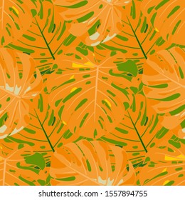 Seamless Pattern with Australian Jungle. Trendy Colorful Texture with Tropical Leaves for Fabric, Wallpaper, Linen. Vector Tropical Pattern.
