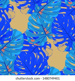 Seamless Pattern with Australian Jungle. Vintage Colorful Texture with Tropical Leaves for Print, Textile, Underwear. Vector Tropical Pattern.