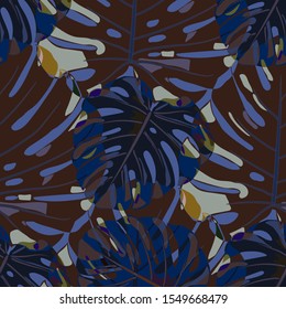 Seamless Pattern with Australian Rainforest. Modern Colorful Texture with Tropical Leaves for Dress, Swimwear, Cloth. Vector Tropical Pattern.