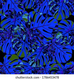 Seamless Pattern with Australian Rainforest. Modern Colorful Texture with Tropical Leaves for Fabric, Textile, Linen. Vector Tropical Pattern.