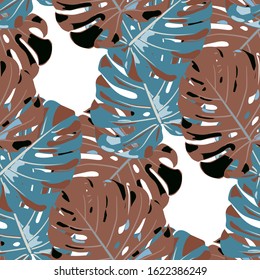 Seamless Pattern with Australian Rainforest. Retro Colorful Texture with Tropical Leaves for Fabric, Wallpaper, Textile. Vector Tropical Pattern.