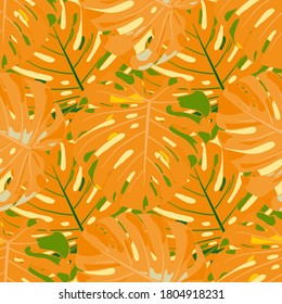 Seamless Pattern with Australian Rainforest. Retro Colorful Texture with Tropical Leaves for Print, Textile, Linen. Vector Tropical Pattern.