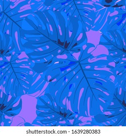 Seamless Pattern with Australian Rainforest. Trendy Colorful Texture with Tropical Leaves for Print, Swimwear, Underwear. Vector Tropical Pattern.